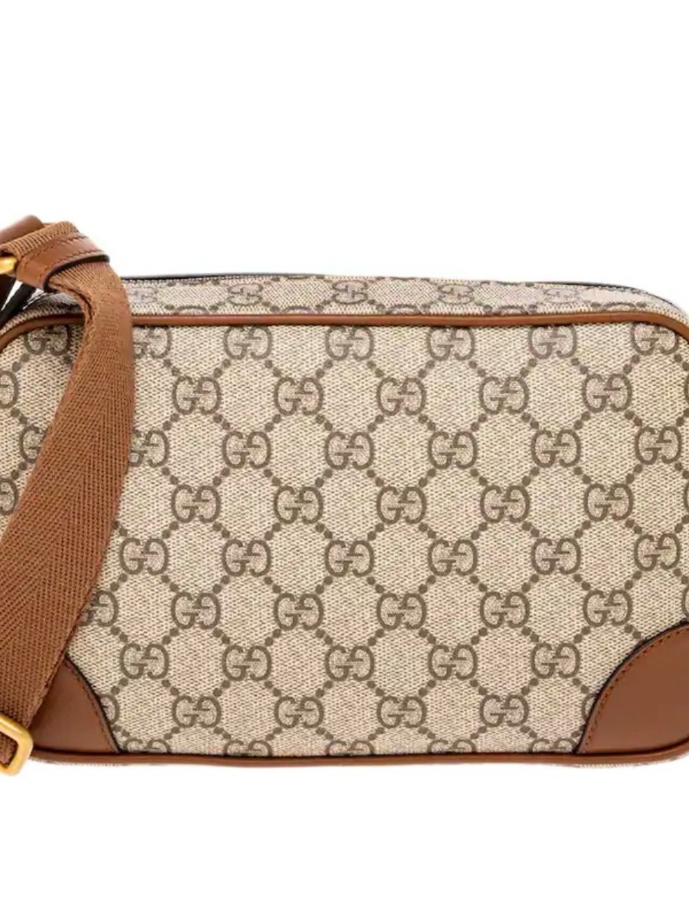 Gucci Beige GG Supreme Canvas Bag Brown Leather Trim - Picture 3 of 12